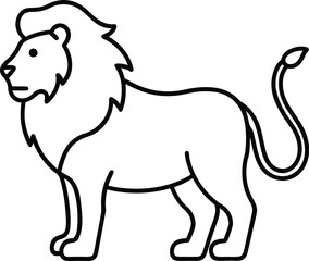 lion icon outline vector illustration on transparent background