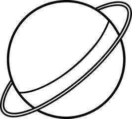 planet icon outline vector illustration on transparent background