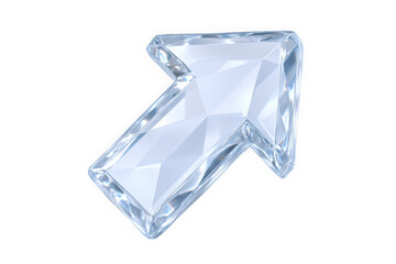 A sleek, transparent crystal arrow pointing upward, symbolizing growth and progress.