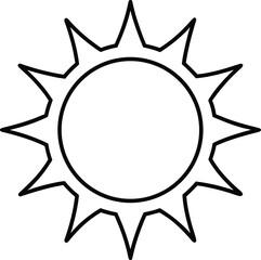 sun icon outline vector illustration on transparent background