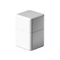 Minimalist white packaging container isolated on a transparent background clean simple