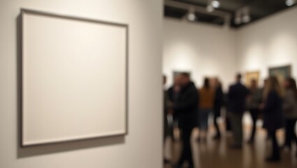 Obraz premium Exhibition Display Mockup: Blank Billboard in Art Exhibition