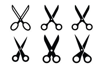 scissors icon vector set, cutting tool vector, scissor silhouette vector