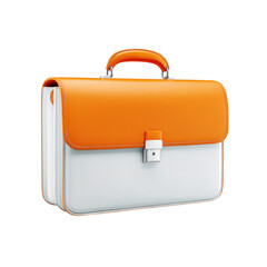 Orange and White Briefcase Icon isolated on a transparent background leather