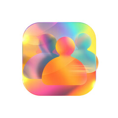 People icon with vibrant gradient and lens flare isolated on a transparent background