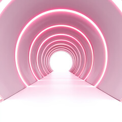 Pink glowing tunnel perspective with bright light image