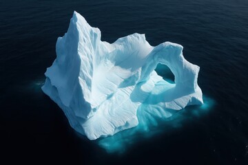 Majestic iceberg formation captured from drone perspective showing dramatic scale and texture