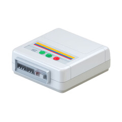 Retro electronic device with colorful stripes isolated on a transparent background
