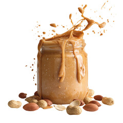Peanut butter in a jar, with a splash