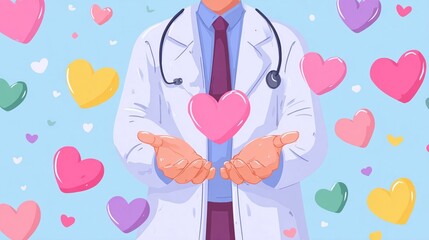 Compassionate Doctor Holding Human Heart in Hands Symbolizing Care and Healing in Medical Profession