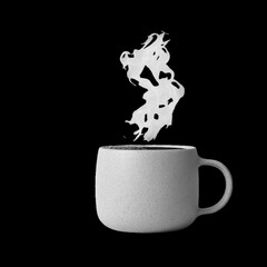 Speckled Ceramic Mug With Rising Steam isolated on a transparent background coffee