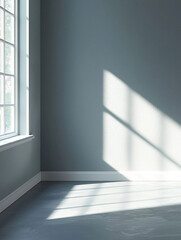 Obraz premium Soft Light and Shadows in a Minimalist Room with Gray Walls