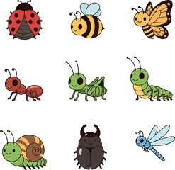 Cartoon Insect Collection: Cute Bugs for Kids