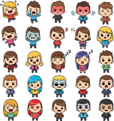 Expressive Cartoon Character Set: Diverse Emotions and Reactions