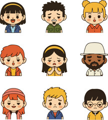 Diverse Emotions: Cartoon Faces Expressing a Range of Feelings