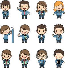 Business Cartoon Characters: Diverse Team Illustration