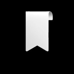 White bookmark tab with curled edge isolated on a transparent background paper