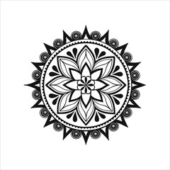 Black and White Mandala Vector Illustration | Intricate Geometric Pattern | Zentangle Inspired Design.