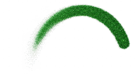 Green glitter arc shape design element isolated on transparent background
