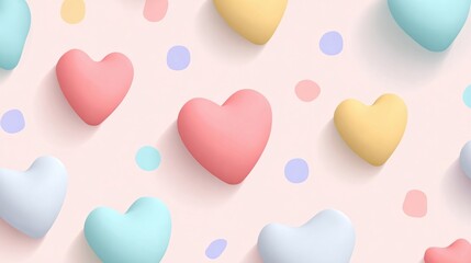 Vibrant Colorful Hearts on Soft Pink Background Creating a Playful Romantic Mood Perfect for Celebrations