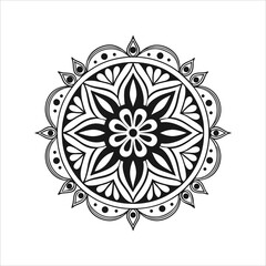 Black and White Mandala Vector Illustration | Intricate Geometric Pattern |