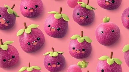 Whimsical Group of Cheerful Apples with Faces and Eyes Expressing Joyful Personalities and Fun Vibes