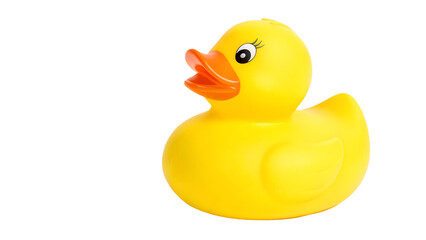 Bath yellow rubber duck isolated on white background PNG. AI GENERATED.