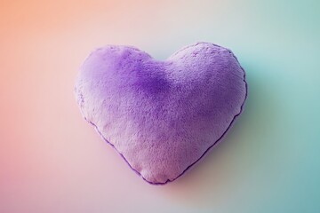 Soft Fluffy Lavender Heart Shaped Pillow on a Gradient Background for Valentine's Day