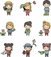 Kawaii Kids Collection: Springtime Cartoon Characters