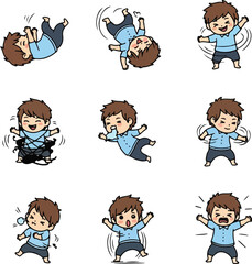 Cartoon Boy Expressions and Poses Set