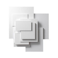 White paper sheets overlapping arranged composition isolated on a transparent background