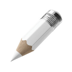 White pencil with metallic ferrule and graphite tip isolated on a transparent background