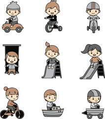 Obraz premium Children's Playtime Icons: Vector Set of Kids Activities