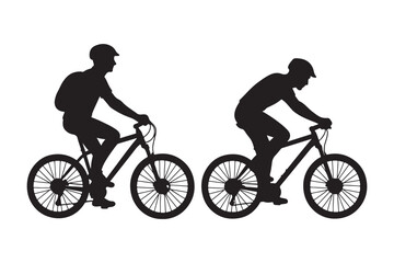 Fototapeta premium cycling man silhouette icon set, cycle silhouette, bicycle silhouette vector, bicycle man silhouette, sport, racing, vehicle.