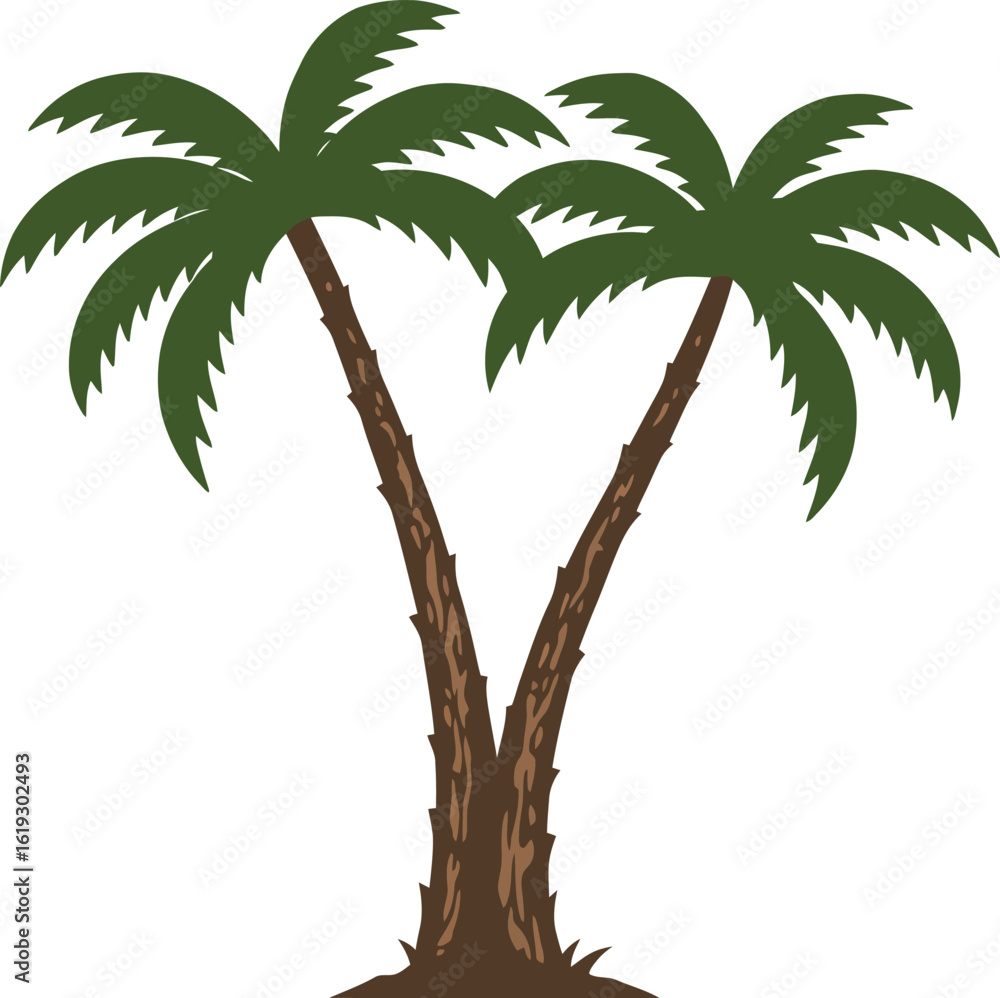 Poster silhouette of palm trees with hammocks, illustrating relaxation and tropical vibes.
