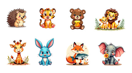 Cartoon animal characters collection for children's design 
