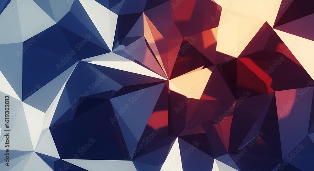 Poster abstract polygonal background with blue white red and yellow color scheme in a geometric style ai ge