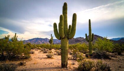Majestic saguaro cacti stand tall in the arid landscape of the Sonoran Desert