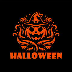 Halloween Night Scene with Jack-o'-Lantern and Moon