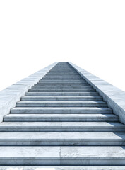A long, wide stairway of light gray stone ascends towards a vanishing point