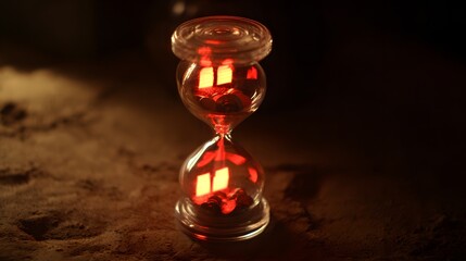 Translucent hourglass with memories as sand, some grains glowing red to signify cognitive health concerns.