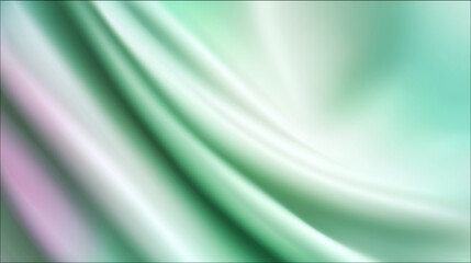 Naklejka premium Elegant abstract background featuring flowing gradients of soft green, white, and hints of purple, resembling silk or fabric texture. Ideal for design, branding, or digital media use.
