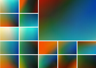 Fototapeta premium Vector mega set of gradients. Bright abstract gradient panels for dynamic website header or social media design. 