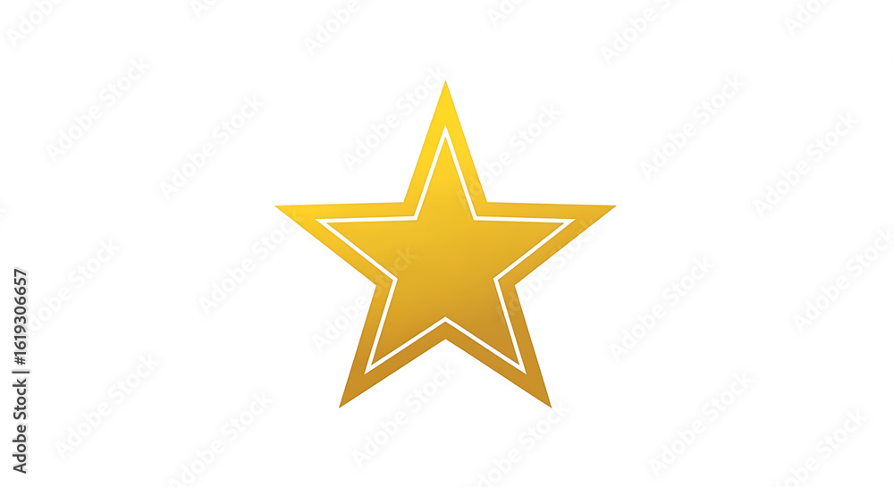 Poster A golden star with a white outline isolated on a white background in a centered composition ai generated