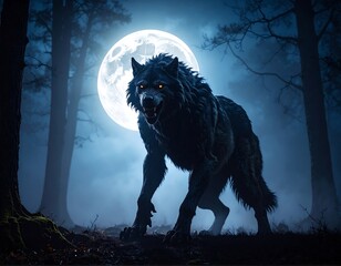 Creepy Werewolf Forest Night 