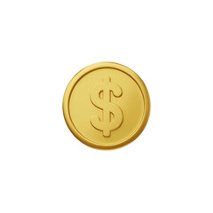 Golden Dollar Coin 3D Render of US Currency Symbol