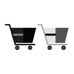 Two shopping carts one black one grey trolley grocery cart