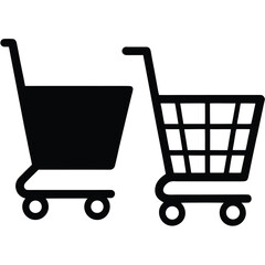 Two black shopping carts side by side trolley commerce