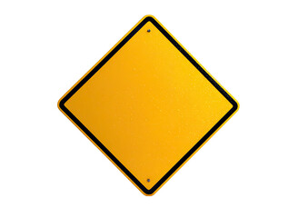 Empty diamond-shaped, yellow caution road sign