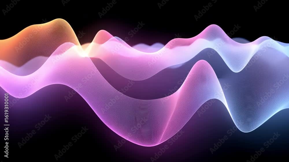 Poster vibrant abstract sound waves colorful design with modern curves and flowing rhythm for mesmerizing v